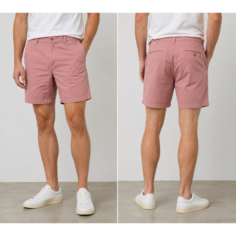 Banana Republic Aiden Shorts Men's 38 Pink Cotton Blend Flat Front
